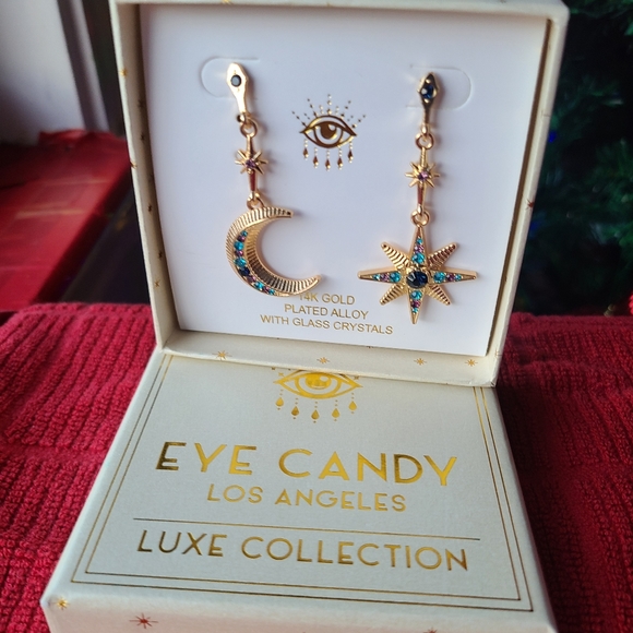 eye candy Jewelry Eye Candy Moon And Star Drop Earrings Poshmark